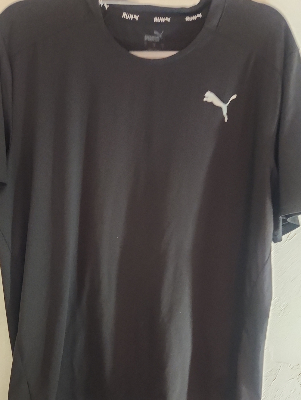 Puma Black Short-Sleeve Crew Neck Tee with White Logo